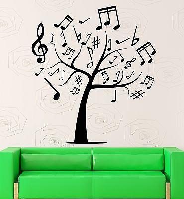 Wall Stickers Tree Sheet Music Cool Room Decor Vinyl Decal (ig2411)