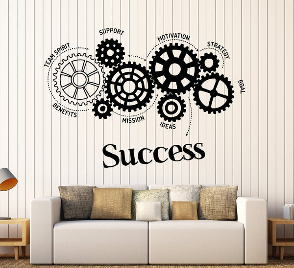 Vinyl Wall Decal Success Words Gears Office Motivation ...