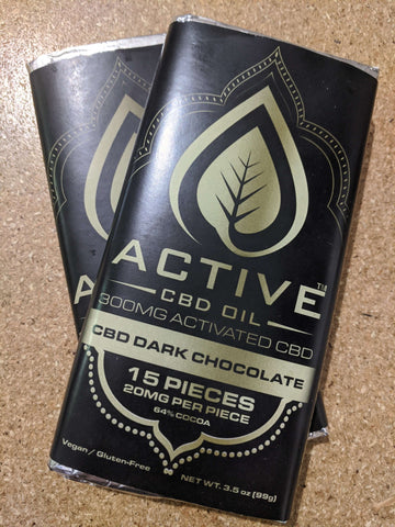 Active CBD Oil chocolate bars stacked 