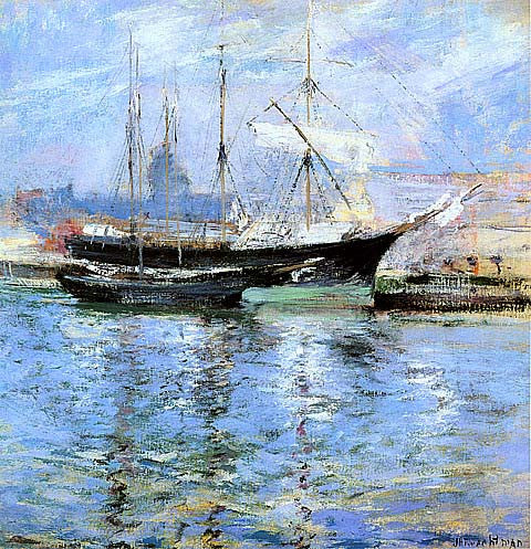 John Henry Twachtman-Bark And Schooner