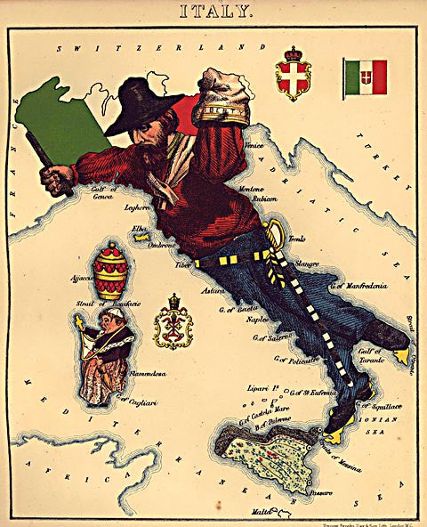 Unknown Artist-Italy Caricature Map