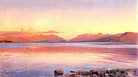 Johann Steffan-Evening Twilight at the Lake