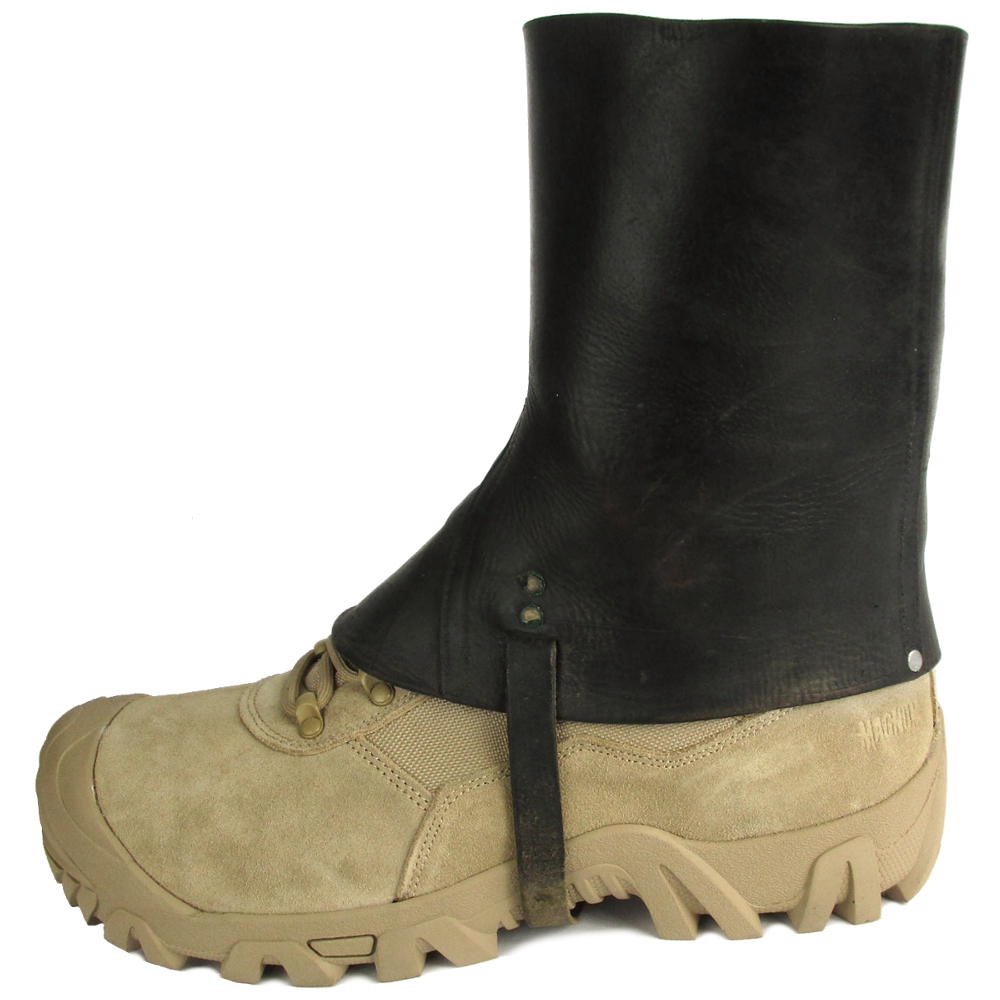 Swiss Black Leather Gaiters Army & Outdoors