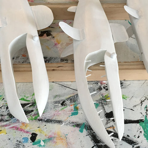 Primed Bay Fish ready to be painted by Shelly Drews in Traverse City, Michigan. Find her work at ExploreLocalUniverse.