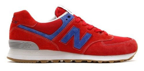 red and blue new balance shoes