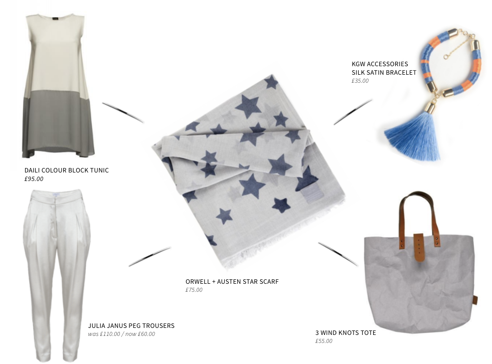 Summer outfit 1 | Orwell + Austen star printed scarf