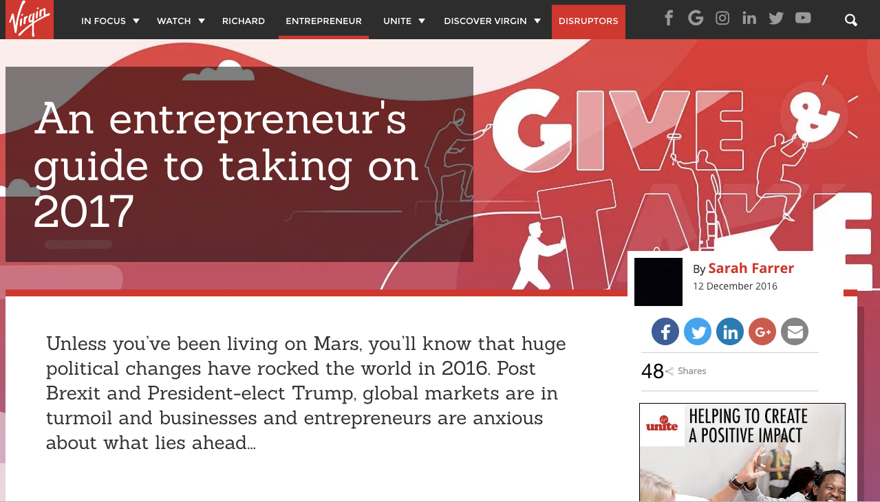 KGW GETS FEATURED ON THE RICHARD BRANSON'S VIRGIN BLOG