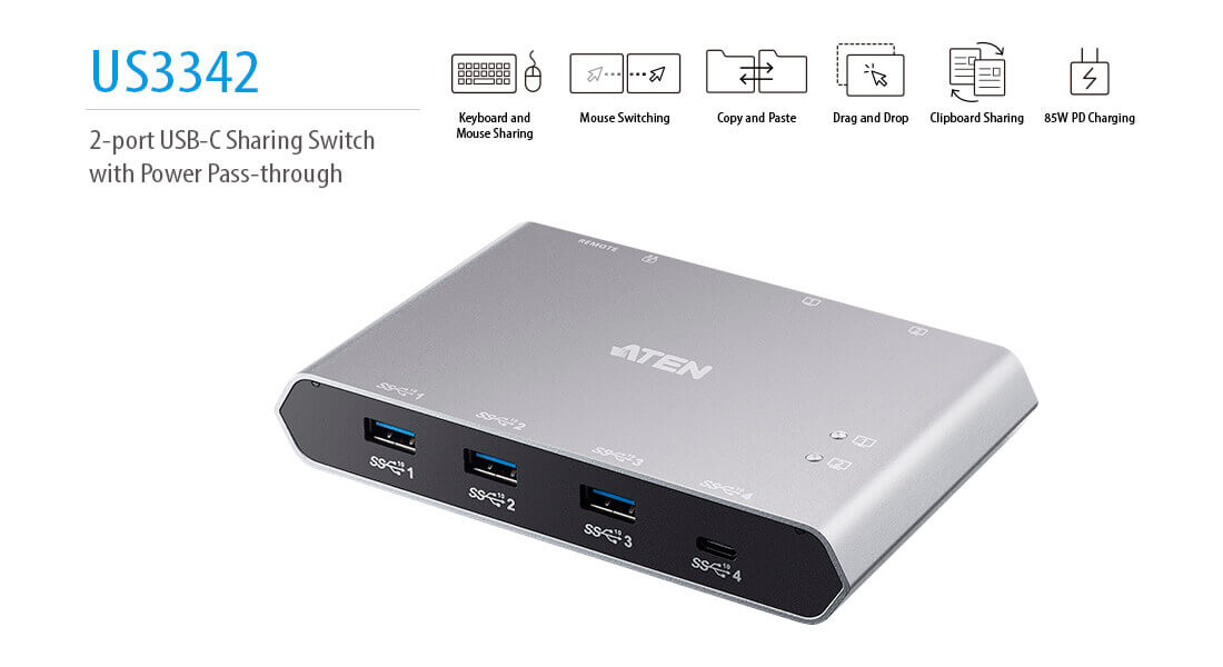 The New ATEN 2-Port USB-C Sharing Switch - Share across Boundaries - ITM  Components