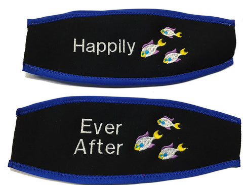 embroidered custom scuba mask strap covers wedding gift happily ever after quote