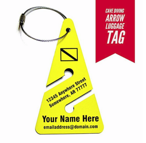 scuba cave diving arrow bag tag from yourbagtag