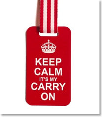 Red Luggage Tag engraved with Keep Calm Its My Carry On