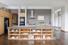 kitchen island with open shelving design
