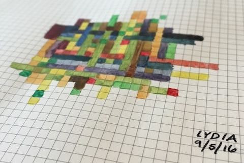 Grid of colored squares in a pattern