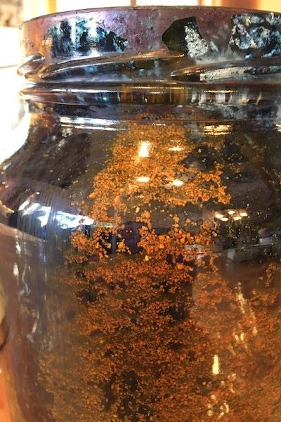 Indigo dye in a jar
