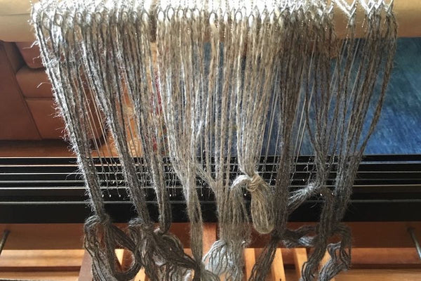 View of weaving sett on loom