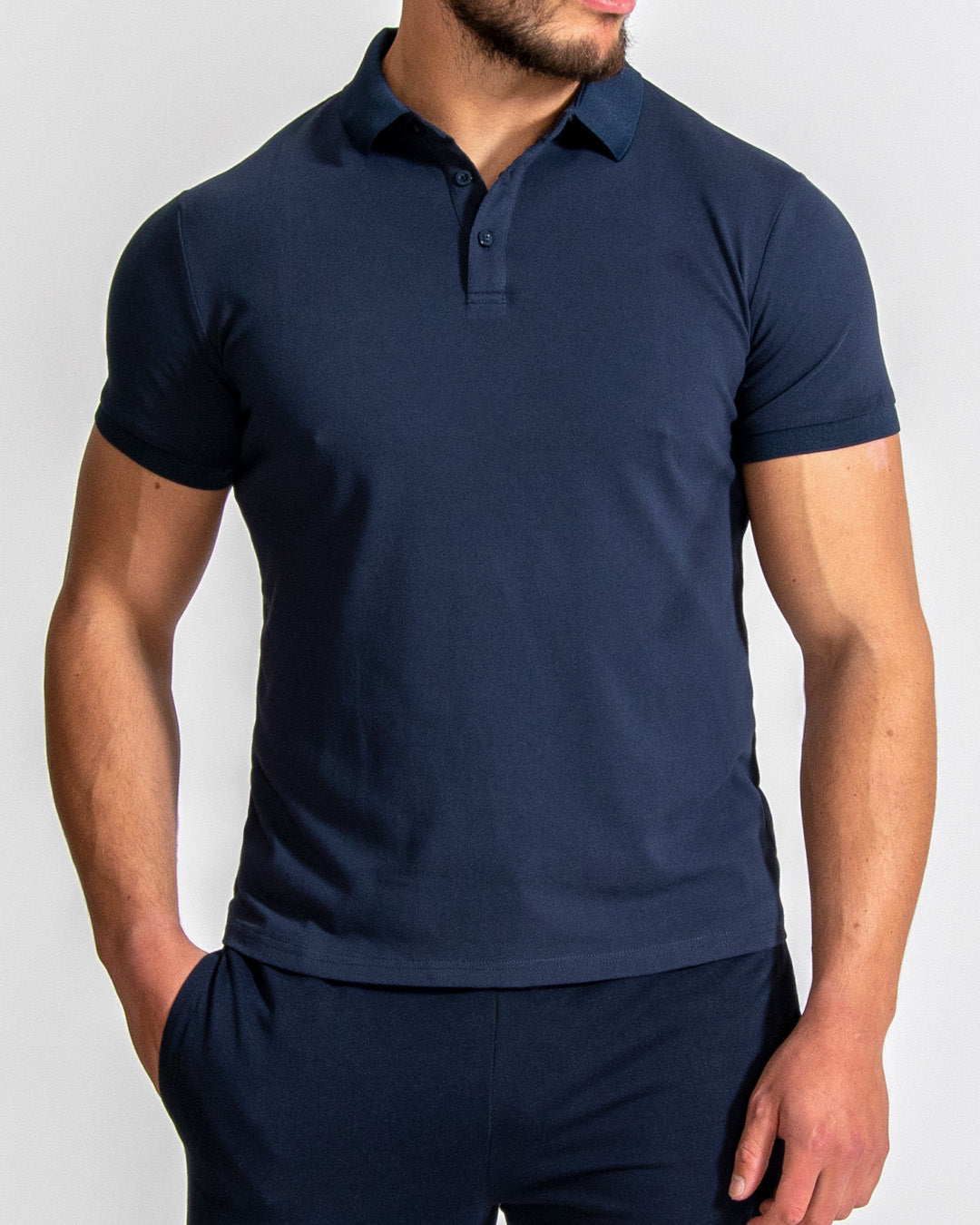 golf helper Verleiding Men's Navy Muscle Fitted Pique Polo T-Shirt | Muscle Fit Basics