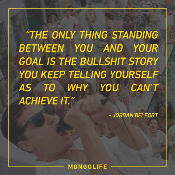 The only thing standing between you and your goal is the bullshit story you keep telling yourself as to why you can’t achieve it. - Jordan Belfort - The Wolf of Wall Street
