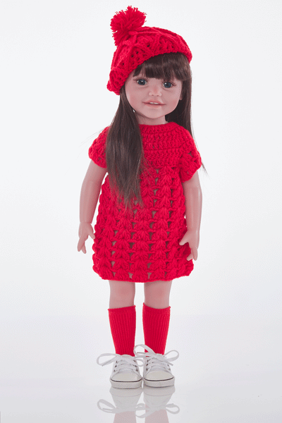 red woollen dress