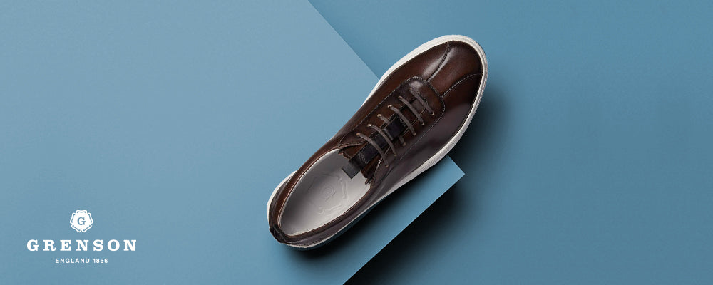 Grenson Brown Hand Painted Leather Oxford Sneaker