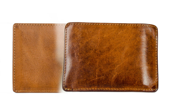 vegetable tanned leather front pocket wallets