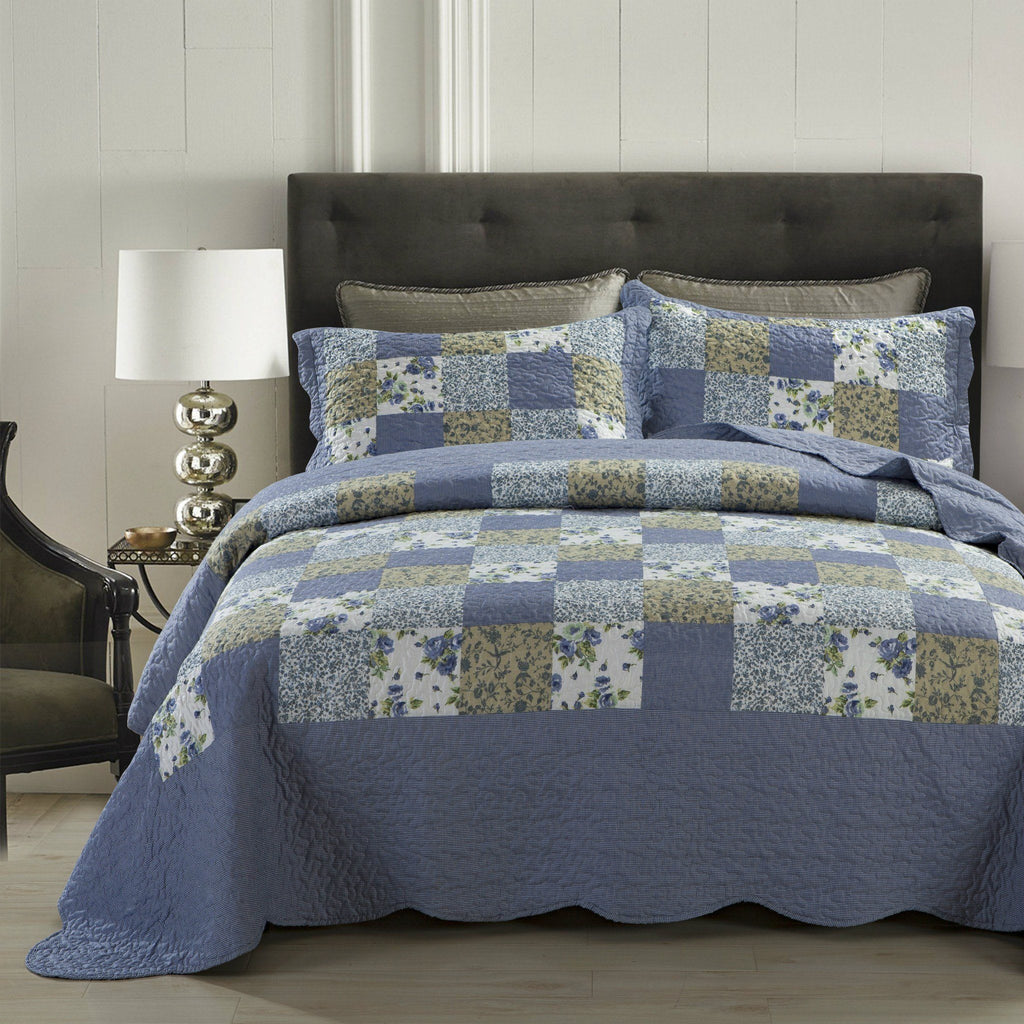 Dada Bedding Flannel Floral Plaid Periwinkle Blueberry Checkered