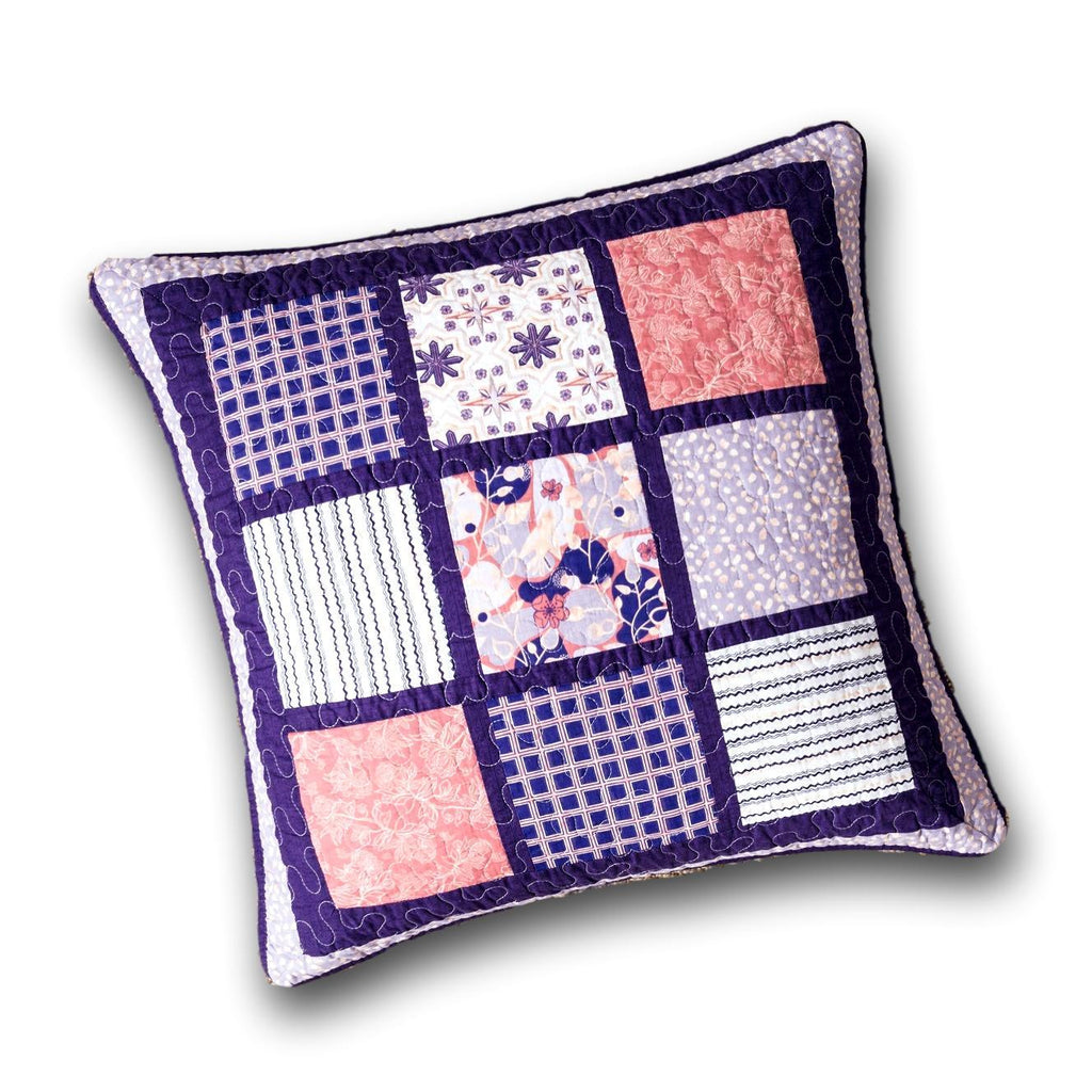 Dada Bedding Cherry Blossom Floral Patchwork Purple Euro Pillow