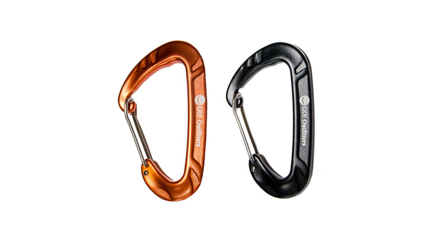 includes two premium aluminum carabiners, a $13 value! They're different colors to mark the head and foot end of the hammock.