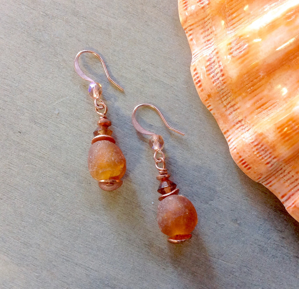 Sunset Sea Glass Earrings