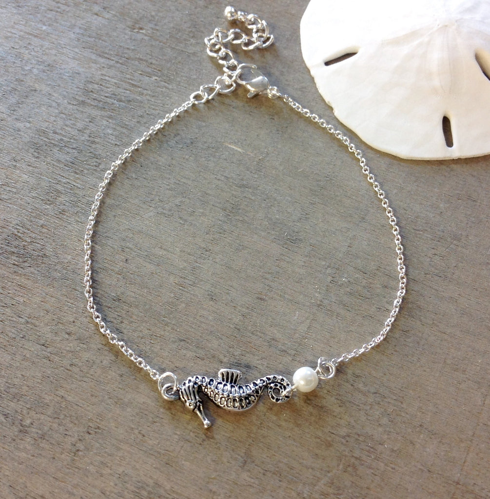 Seahorse Pearl Drop Anklet