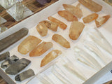Tangerine quartz, Smoky quartz and Laser wand quartz crystals