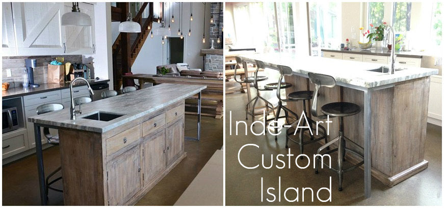 ​ Inde-Art custom ​build​ kitchen cabinets, kitchen islands and reclaimed wood cabinet door & drawer fronts,​ which can be customi​zed to ​fit ex​isting boxes & drawers including Ikea.