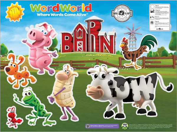 PBS Kids WordWorld Barn Animals Set Small Wall Decals – Word Factory Design