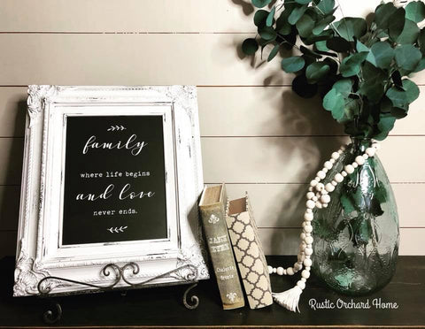 Chalk couture family transfer chalkboard sign