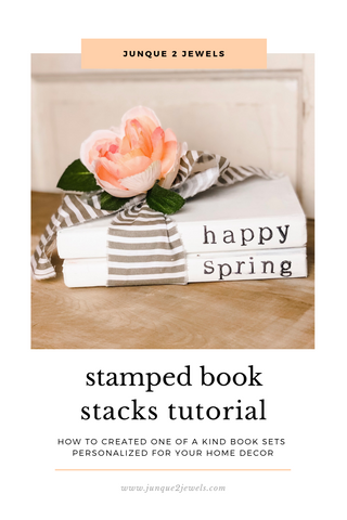 happy spring painted books stamped