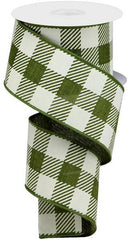 moss green plaid ribbon