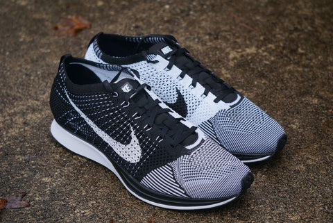 nike flyknit racer black and white