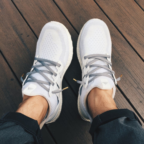 ultra boost white with grey laces laceswap