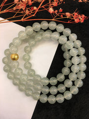Icy Green Jade Beads Necklace (NE044)