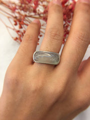 Icy White Jade Ring - Saddle Shape (RI152)