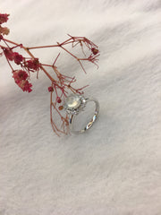 Icy White Jade Ring - Cabochon (RI292)