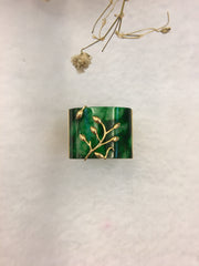 Green Rectangular Jade Ring (RI163)
