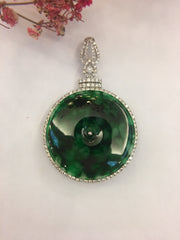 Green Jade Pendant - Coin (PE114)
