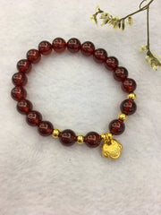 Pure Gold Ruyi Lock Charm Bracelet (BR139)