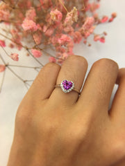 Natural Purplish Pink Sapphire Ring - Heart (Unheated)(GE063)