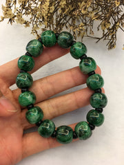 Dark Green Jade Barrel Bracelet (BR158)