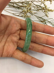 Icy Green Jade Bangle - Oval (BA105)