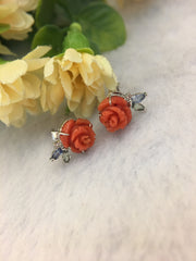Red Coral Earrings - Rose (EA265)