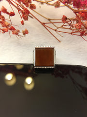 Reddish Brown Jade Ring - Rectangular (RI184)