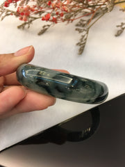 Bluish Flower Jade Bangle - Round (BA133)