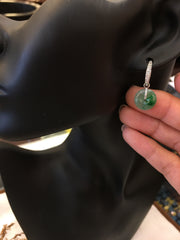 Green Jade Earrings - Coin (EA186)
